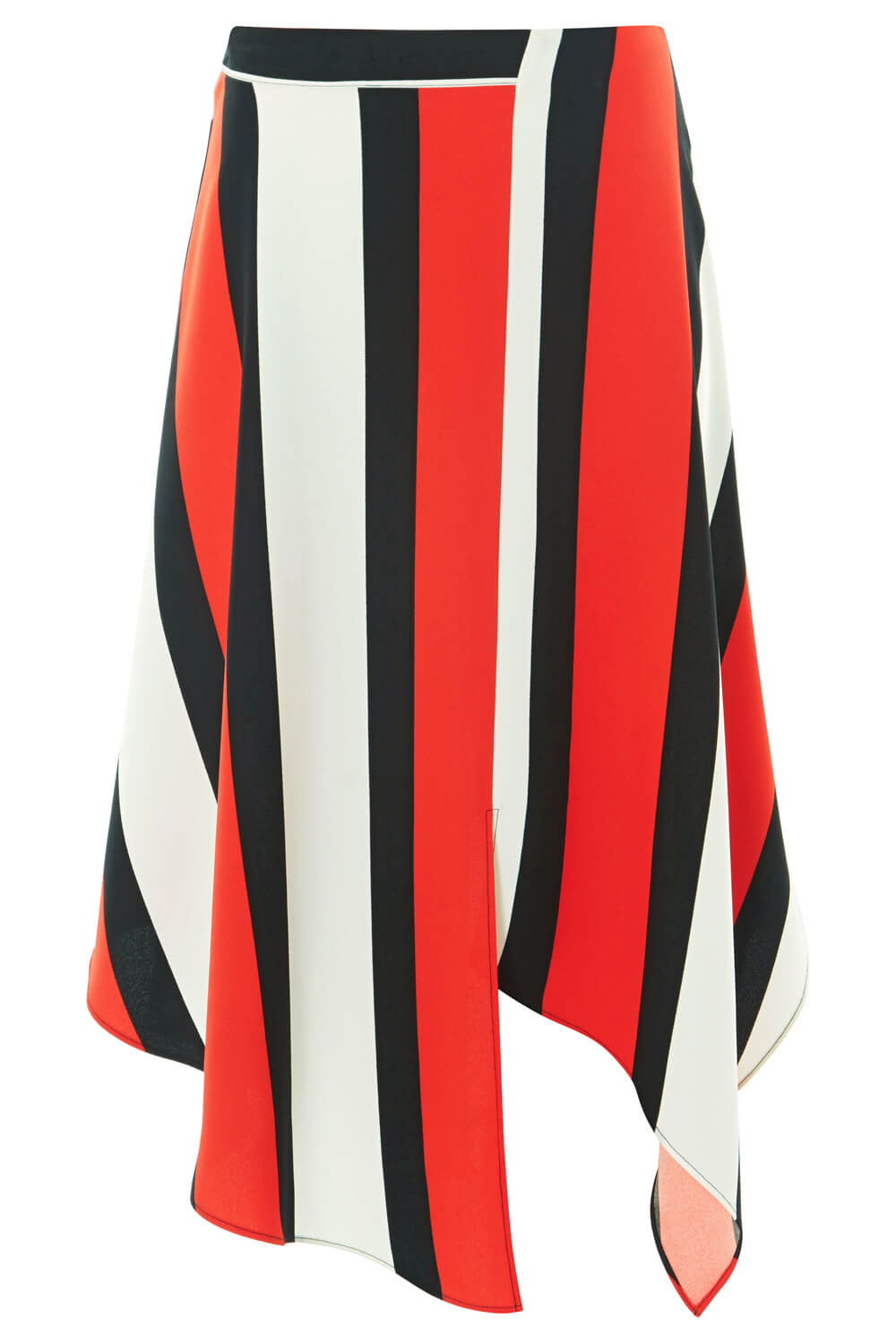 Red Asymmetric Stripe Midi Skirt, Image 4 of 4
