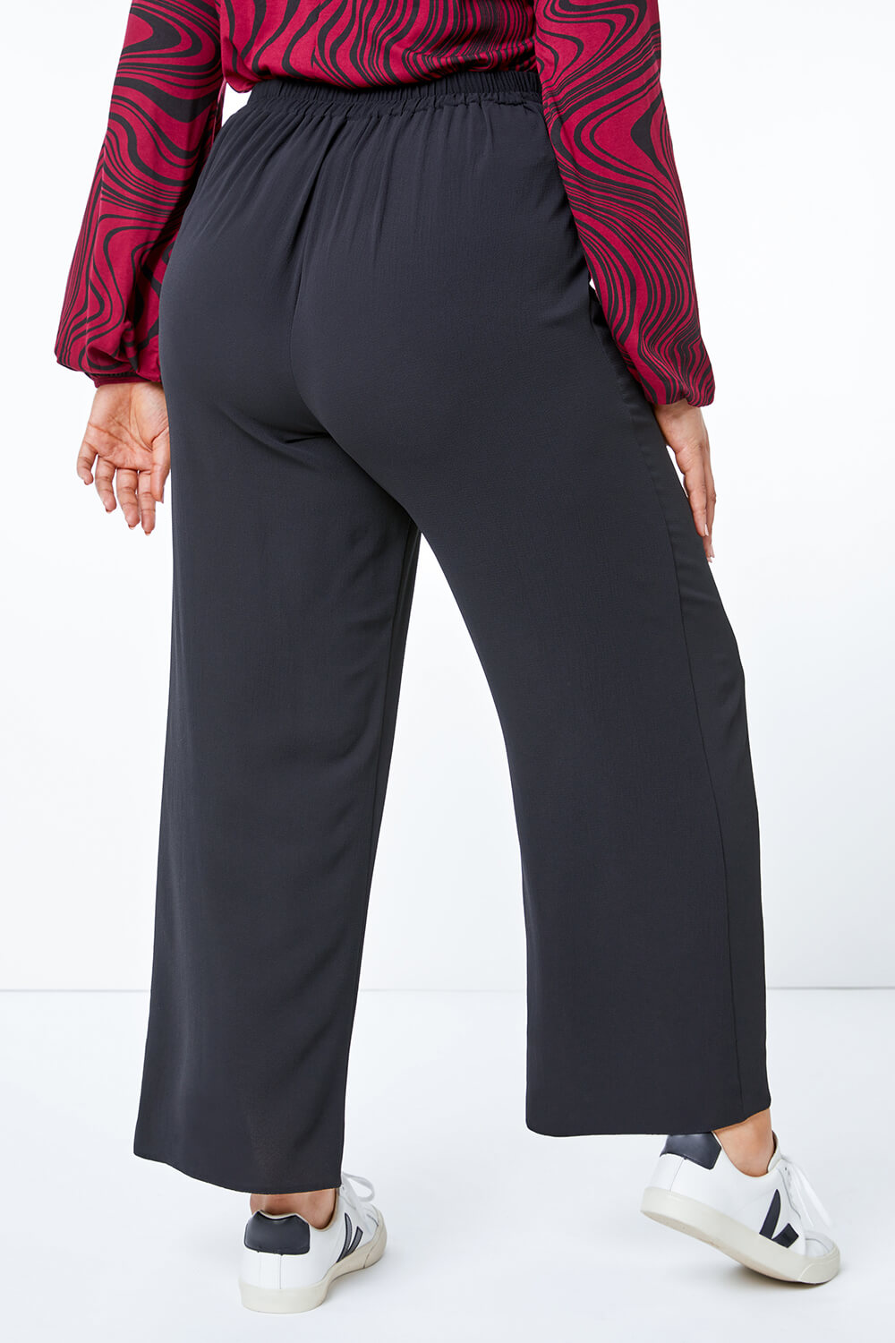 Black Curve Wide Leg Trousers, Image 3 of 4
