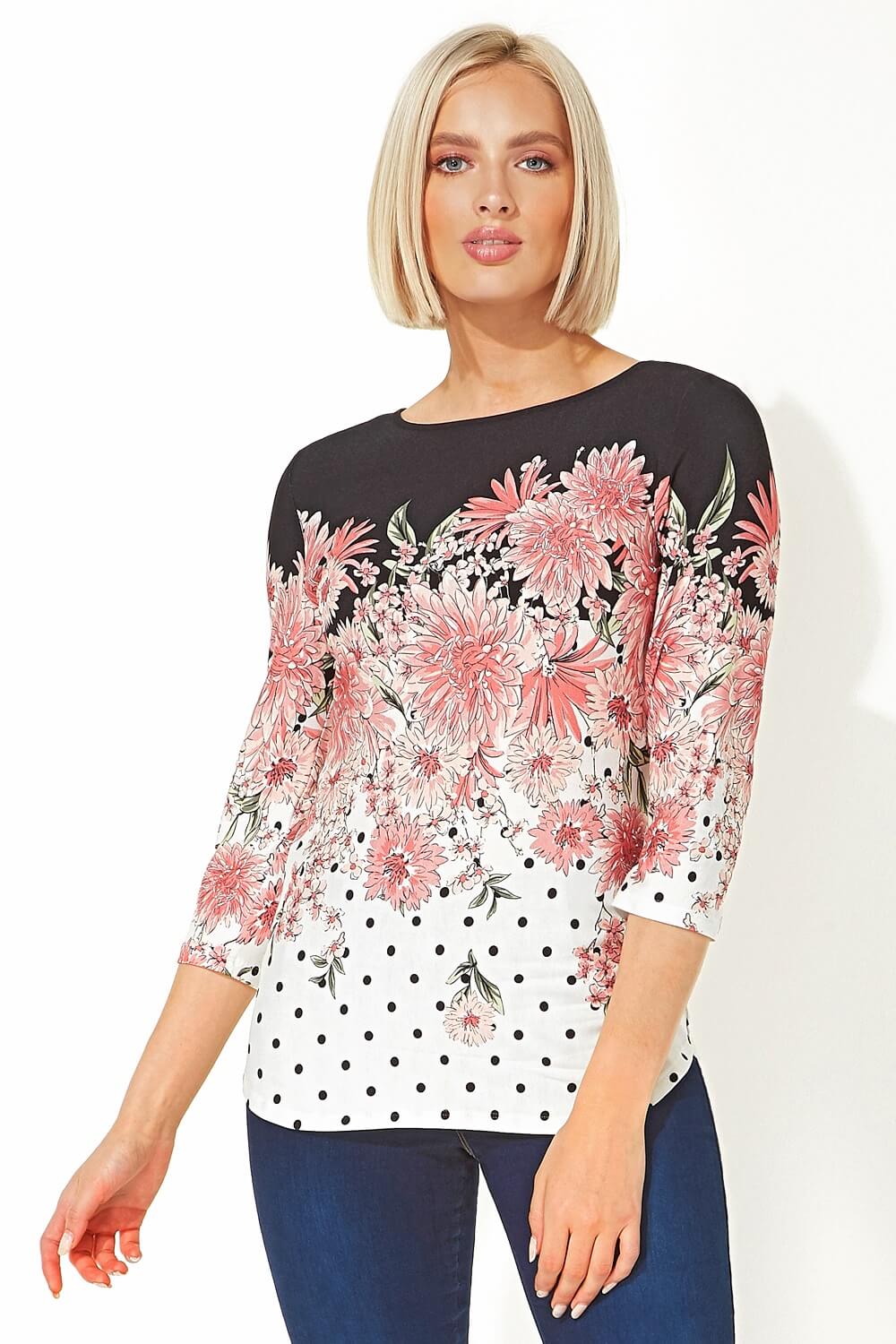 Spot Floral 3/4 Sleeve Top