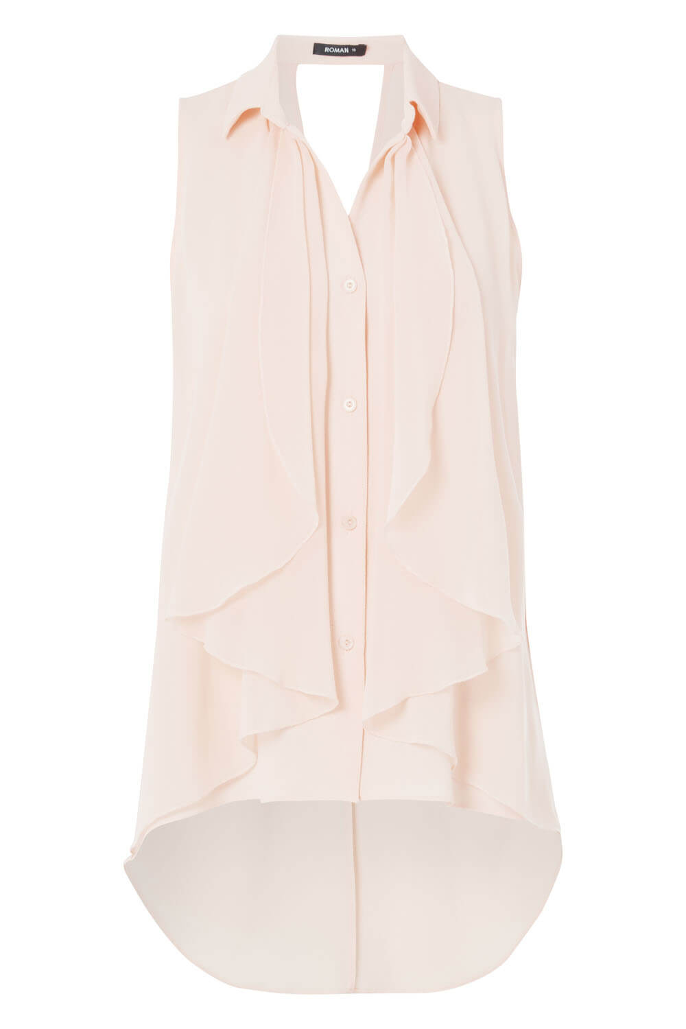 Light Pink Waterfall Front Button Up Blouse, Image 5 of 5
