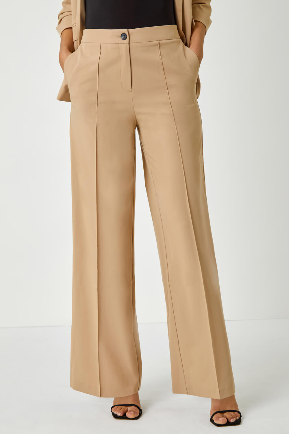 Natural  Tailored Relaxed Stretch Trousers, Image 4 of 5