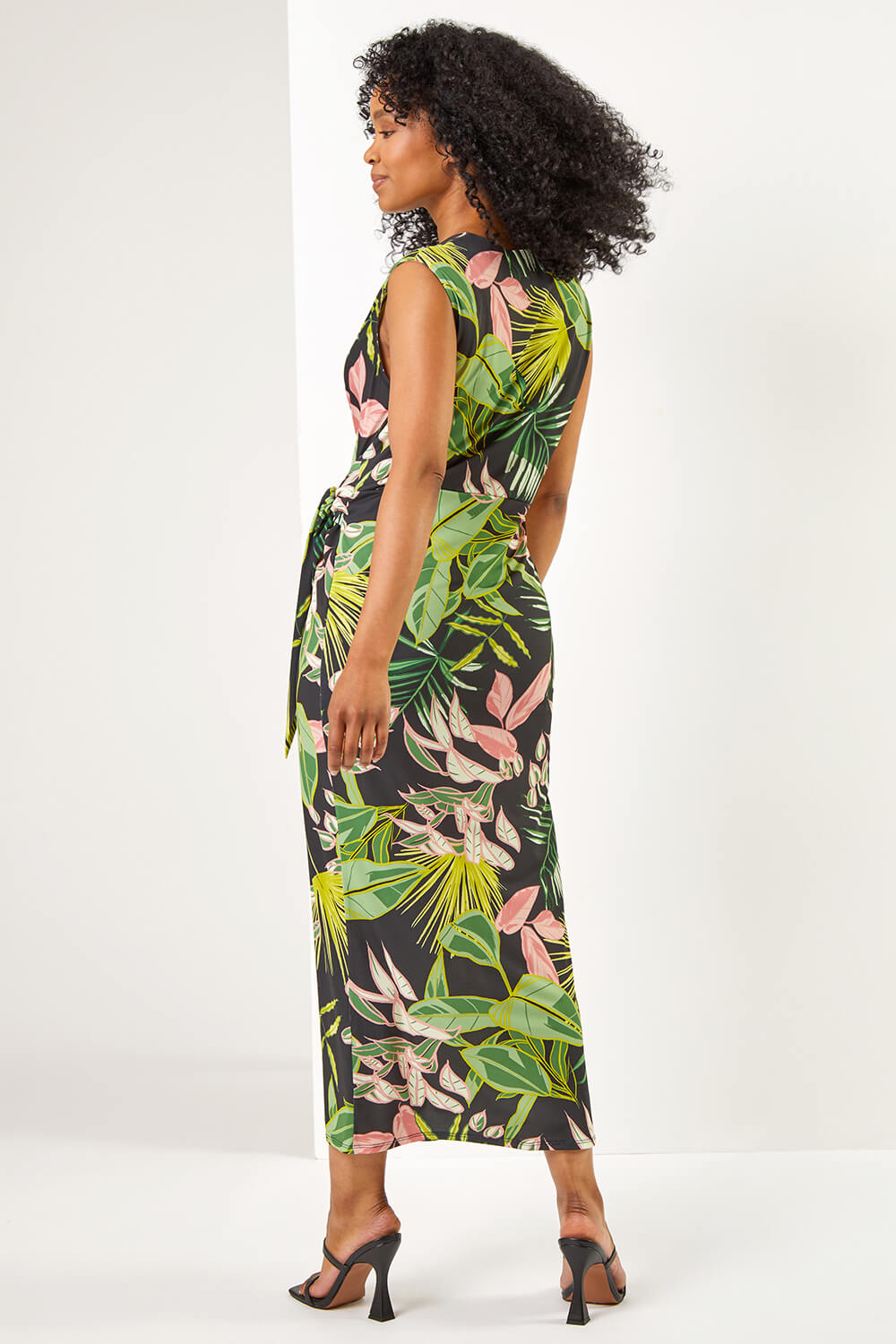 KHAKI Petite Floral Print Ruched Wrap Maxi Dress, Image 2 of 5