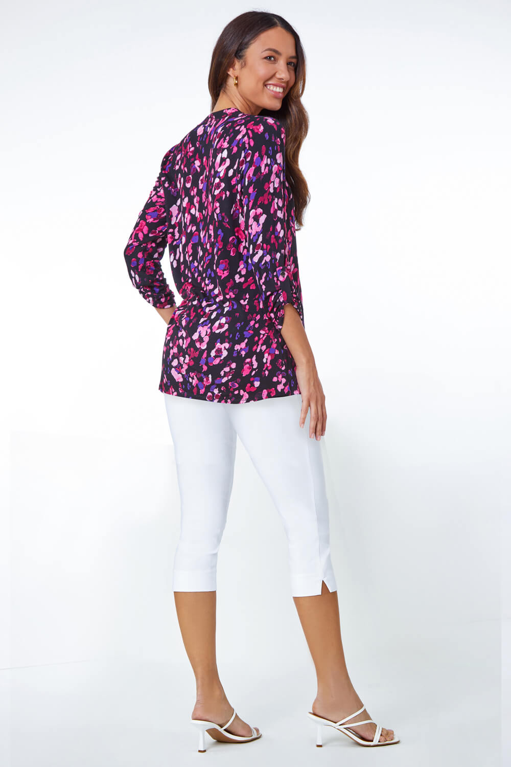 Purple Abstract Animal Longline Stretch Tunic, Image 3 of 5