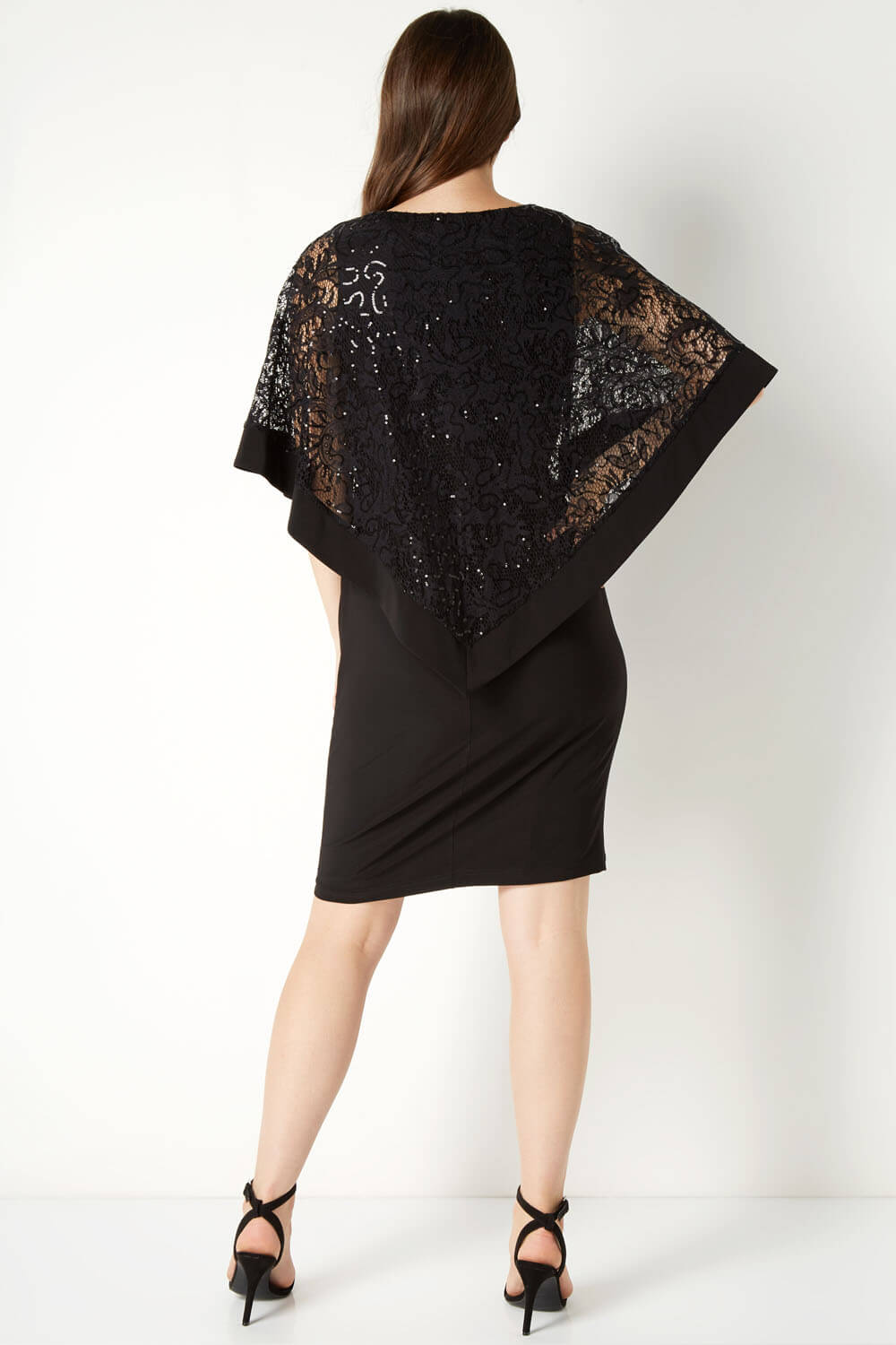 Black Sequin Lace Overlay Dress, Image 3 of 4
