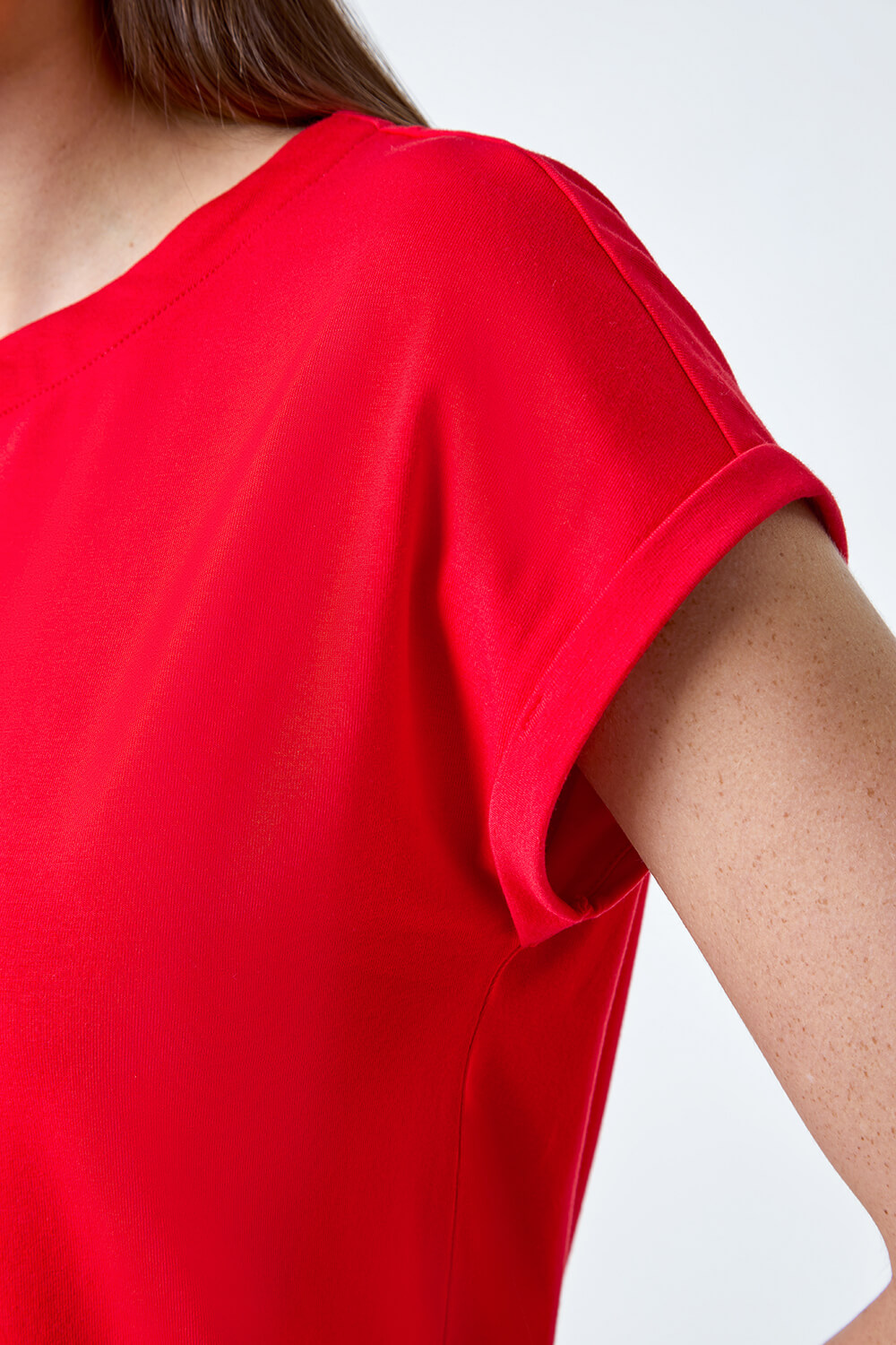 Red Plain Stretch Cotton Jersey T-Shirt, Image 5 of 5