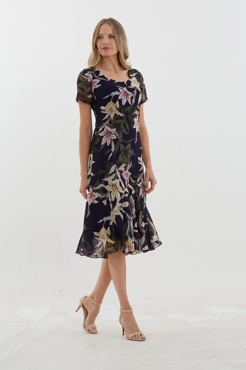 Julianna Lily Print Chiffon Dress
