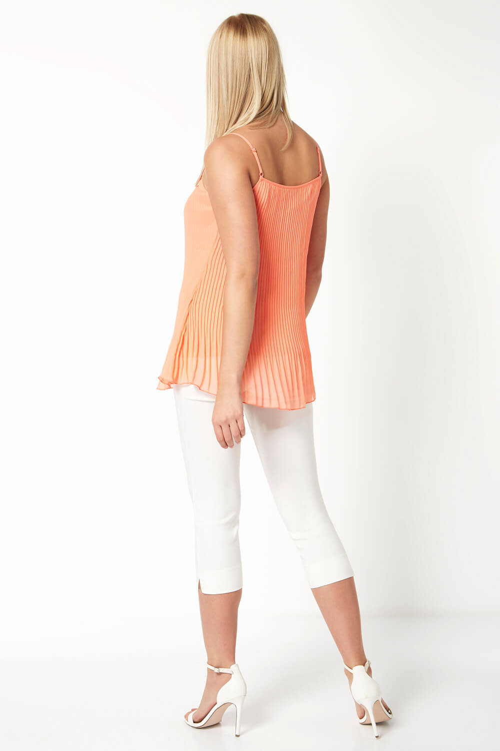 CORAL Pleated Lace Trim Cami Top, Image 3 of 5