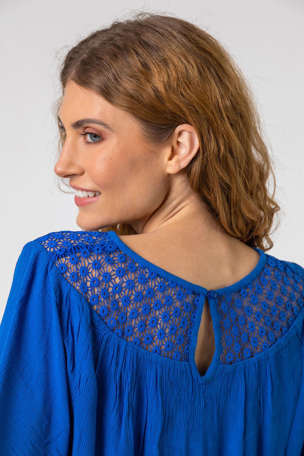 Royal Blue Lace Panel Tunic Top, Image 5 of 5