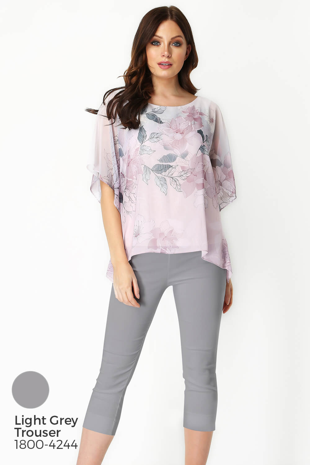 PINK Floral Chiffon Overlay Top, Image 6 of 8