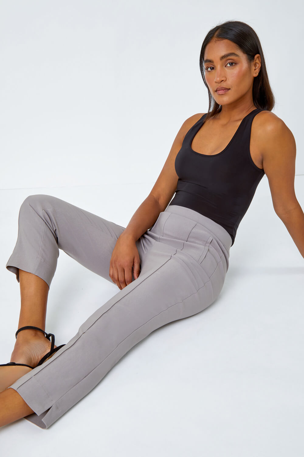 Seam Detail Stretch Cropped Trousers