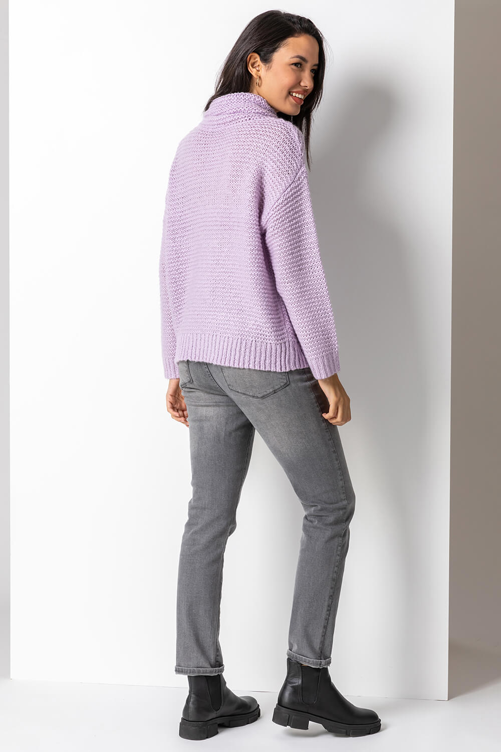 Lilac Textured Roll Neck Jumper, Image 2 of 5