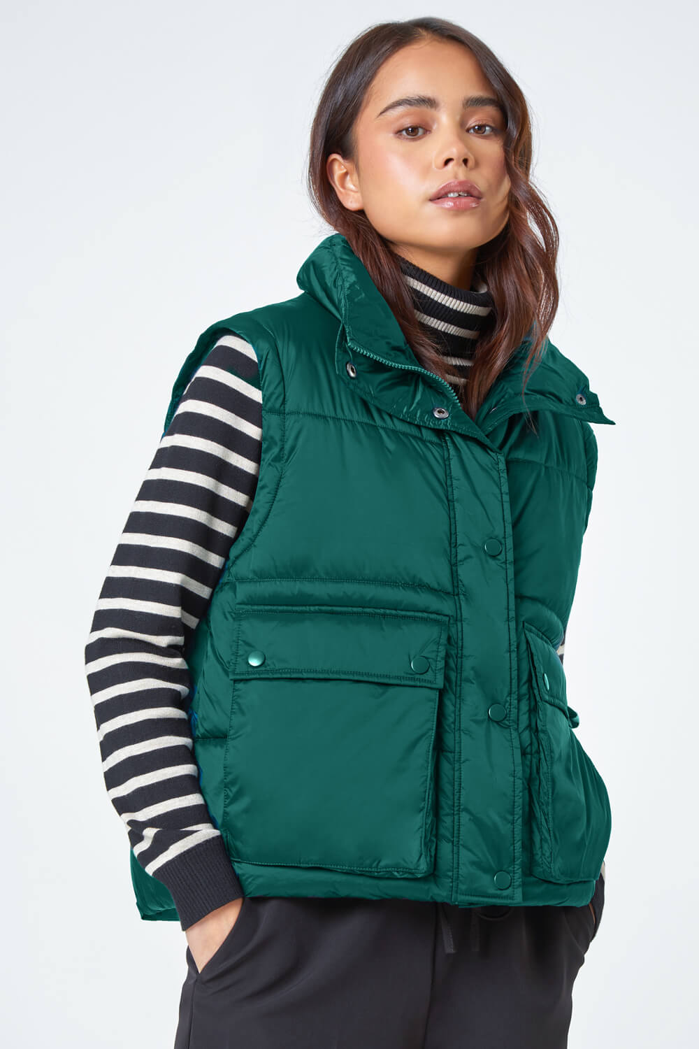 Teal Pocket Detail Quilted Gilet | Roman UK