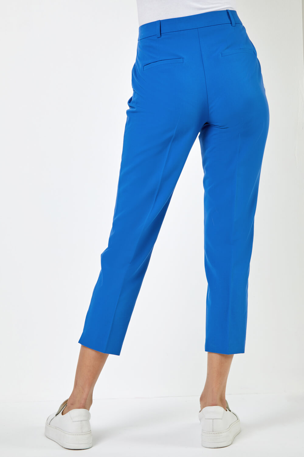 Royal Blue Smart Tapered Stretch Trousers, Image 2 of 5
