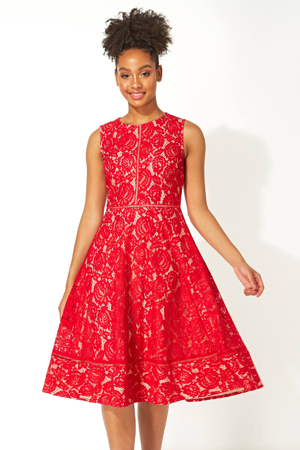 Fit And Flare Lace Midi Dress