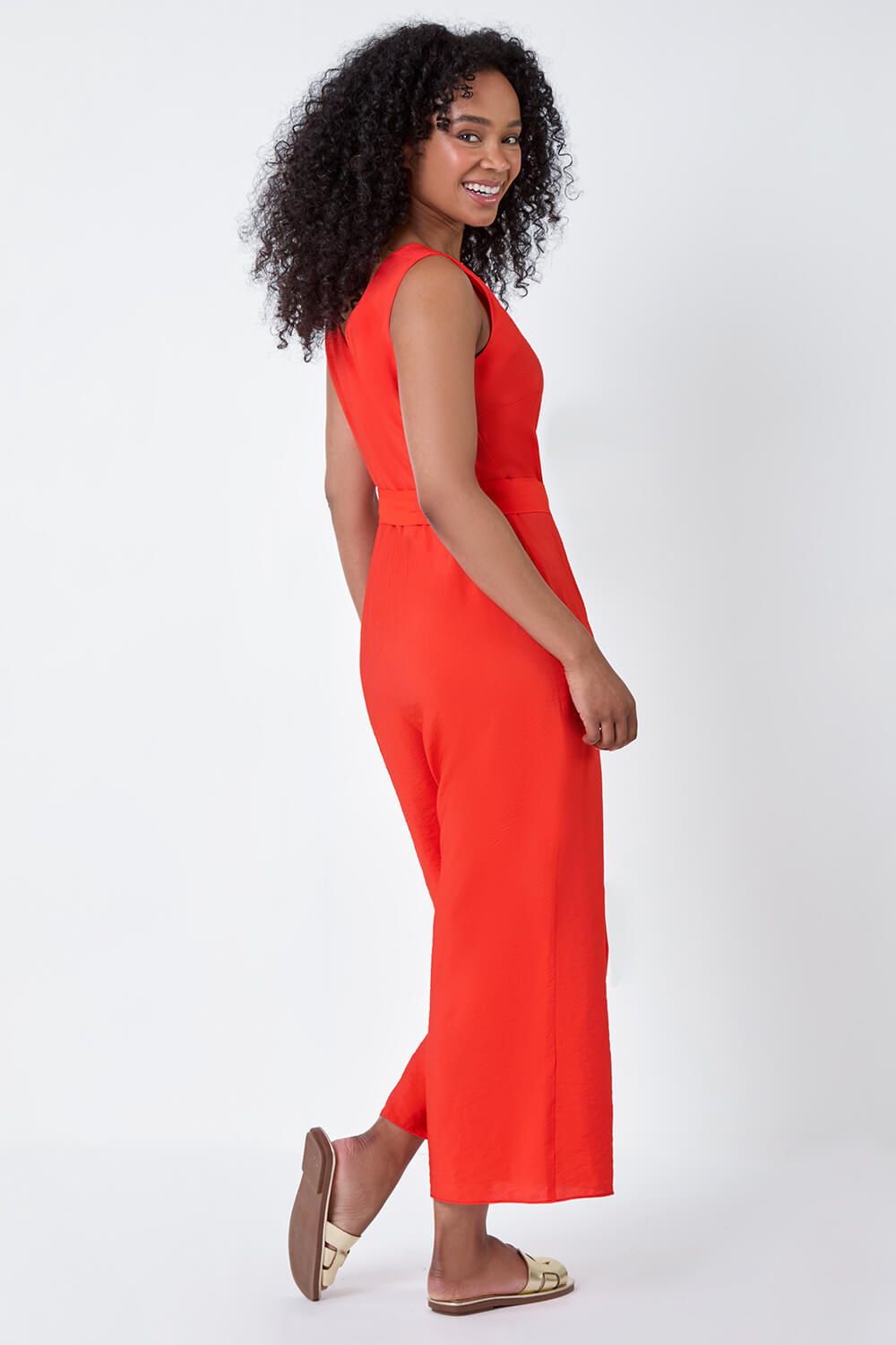 CORAL Petite Sleeveless Button Front Jumpsuit, Image 3 of 5