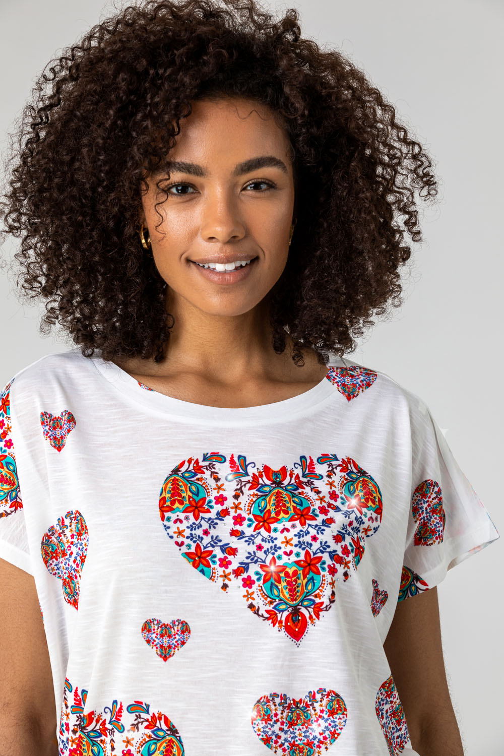 Floral Heart Print Top