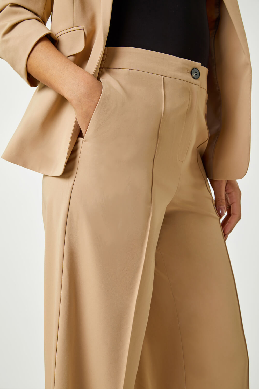 Natural  Tailored Relaxed Stretch Trousers, Image 5 of 5