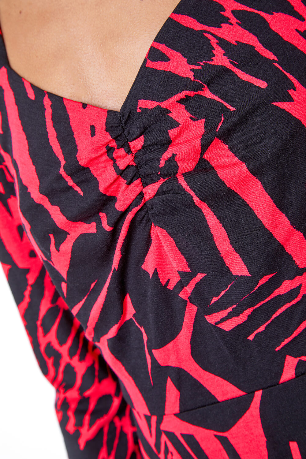 Fushcia Abstract Animal Print Ruched Midi Dress, Image 5 of 5