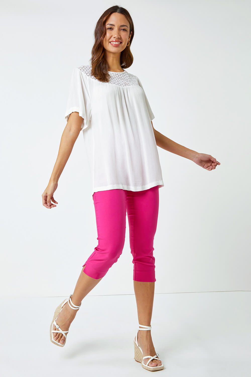 PINK Cropped Stretch Trousers, Image 2 of 5