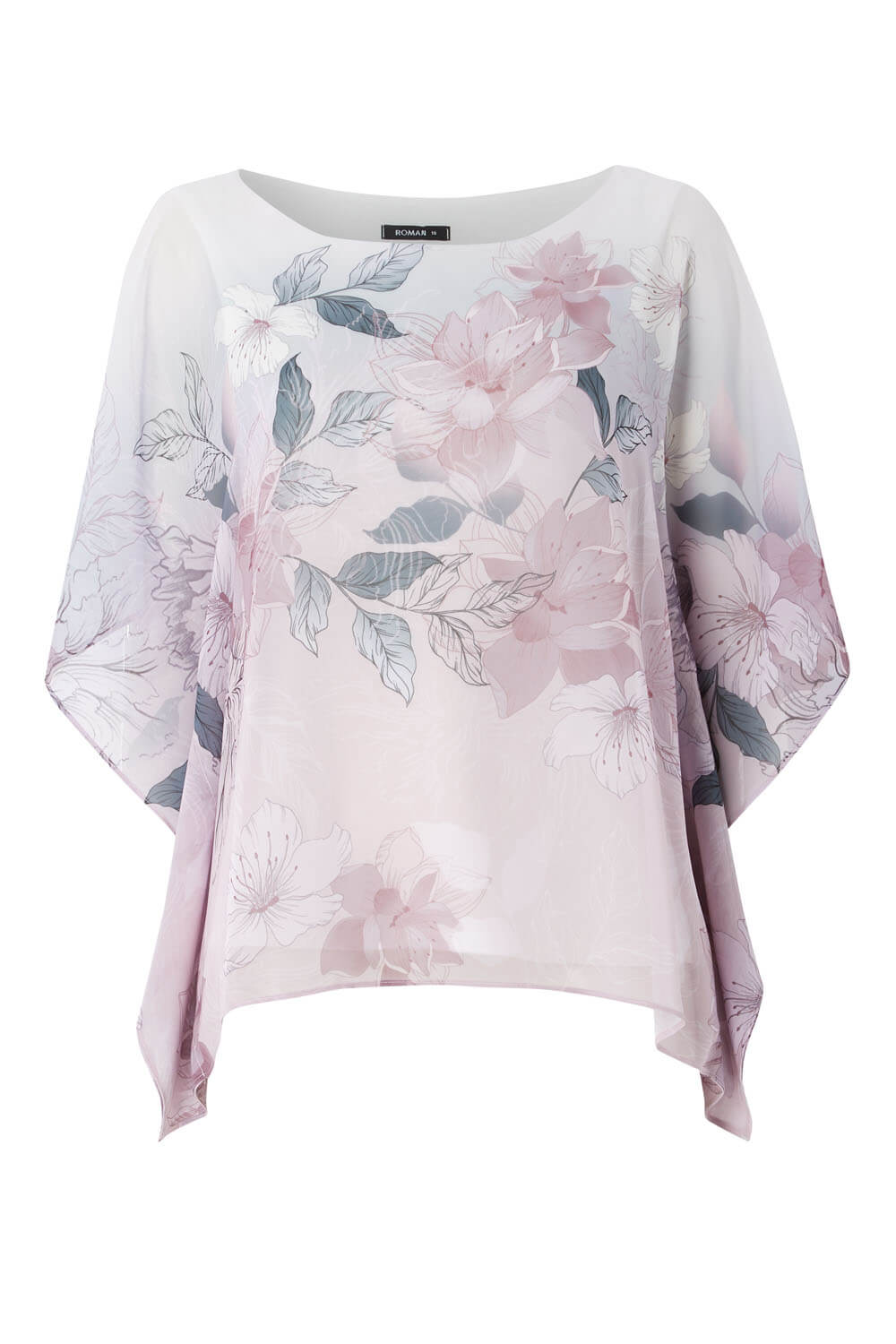 PINK Floral Chiffon Overlay Top, Image 4 of 8