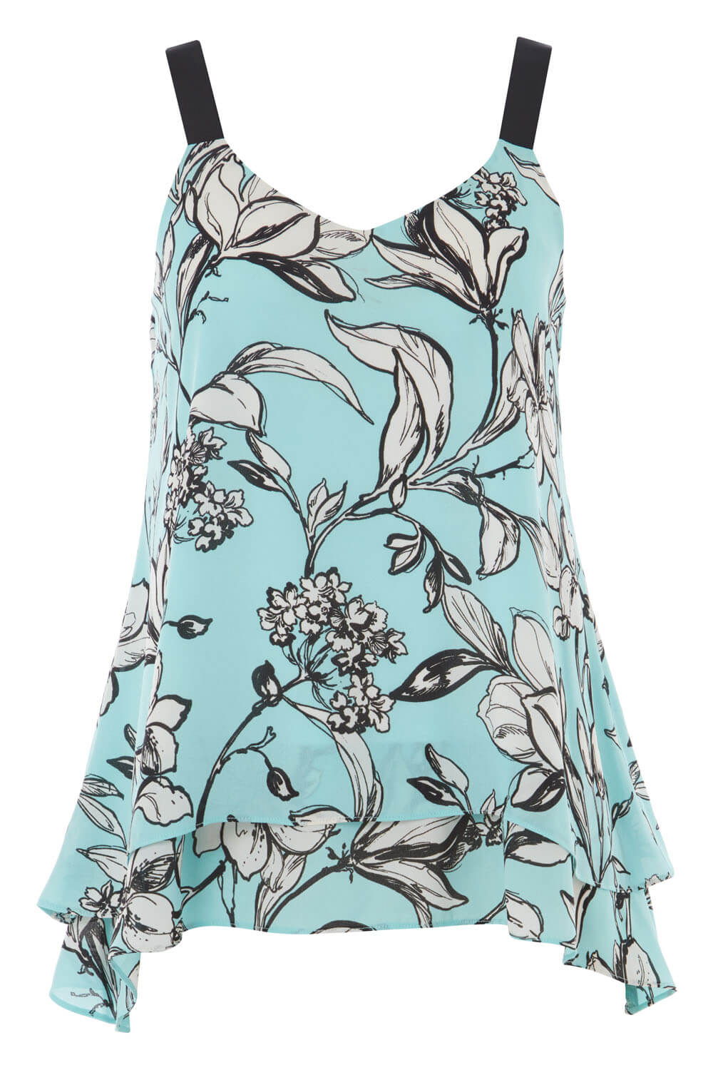 Turquoise Double Layer Floral Vest Top , Image 5 of 5