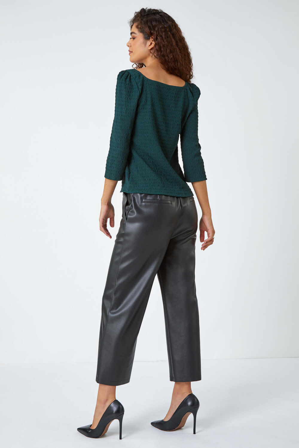 Forest  Textured Ruched Stretch Top, Image 3 of 5