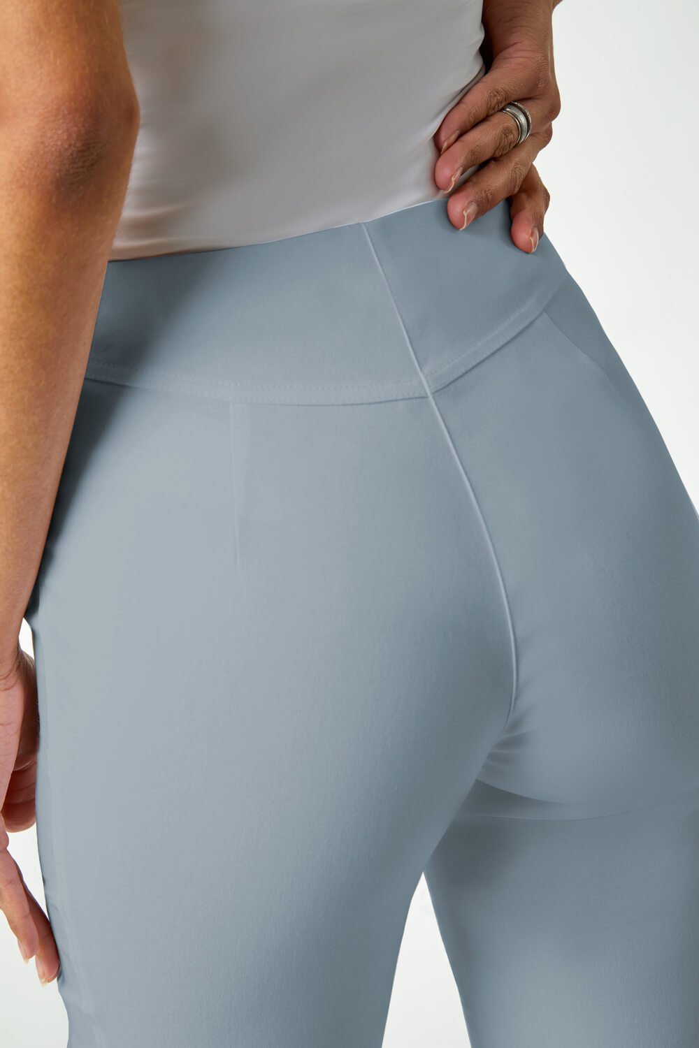 Light Grey Stretch Knee Length Shorts, Image 5 of 6