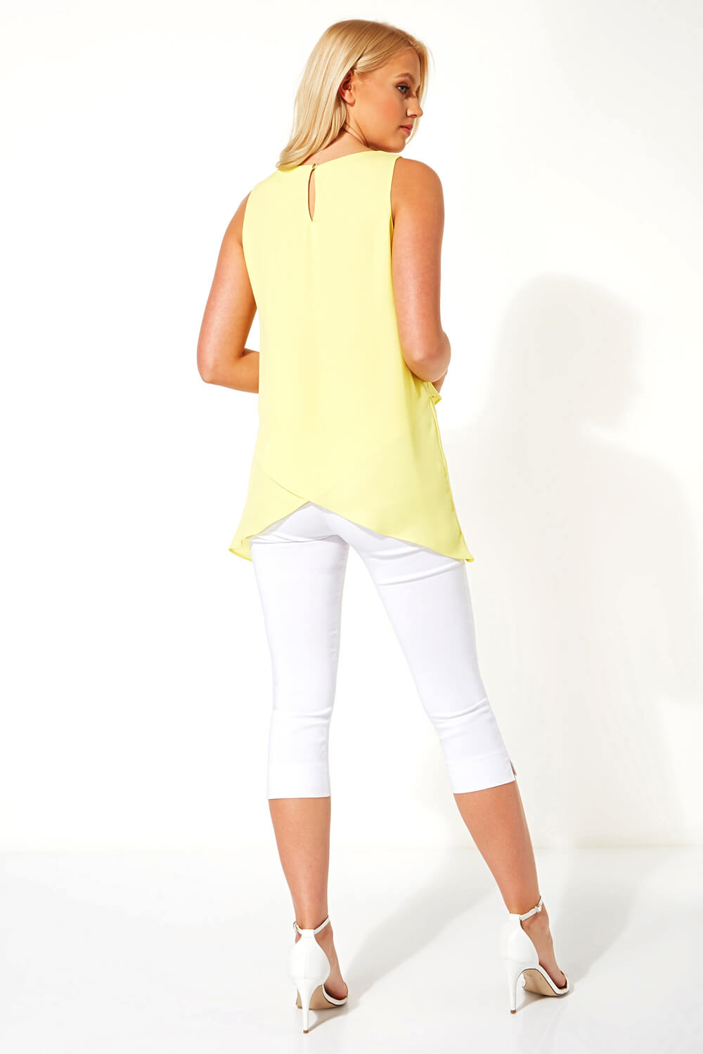 Lemon  Asymmetric Sleeveless Vest Top, Image 3 of 4