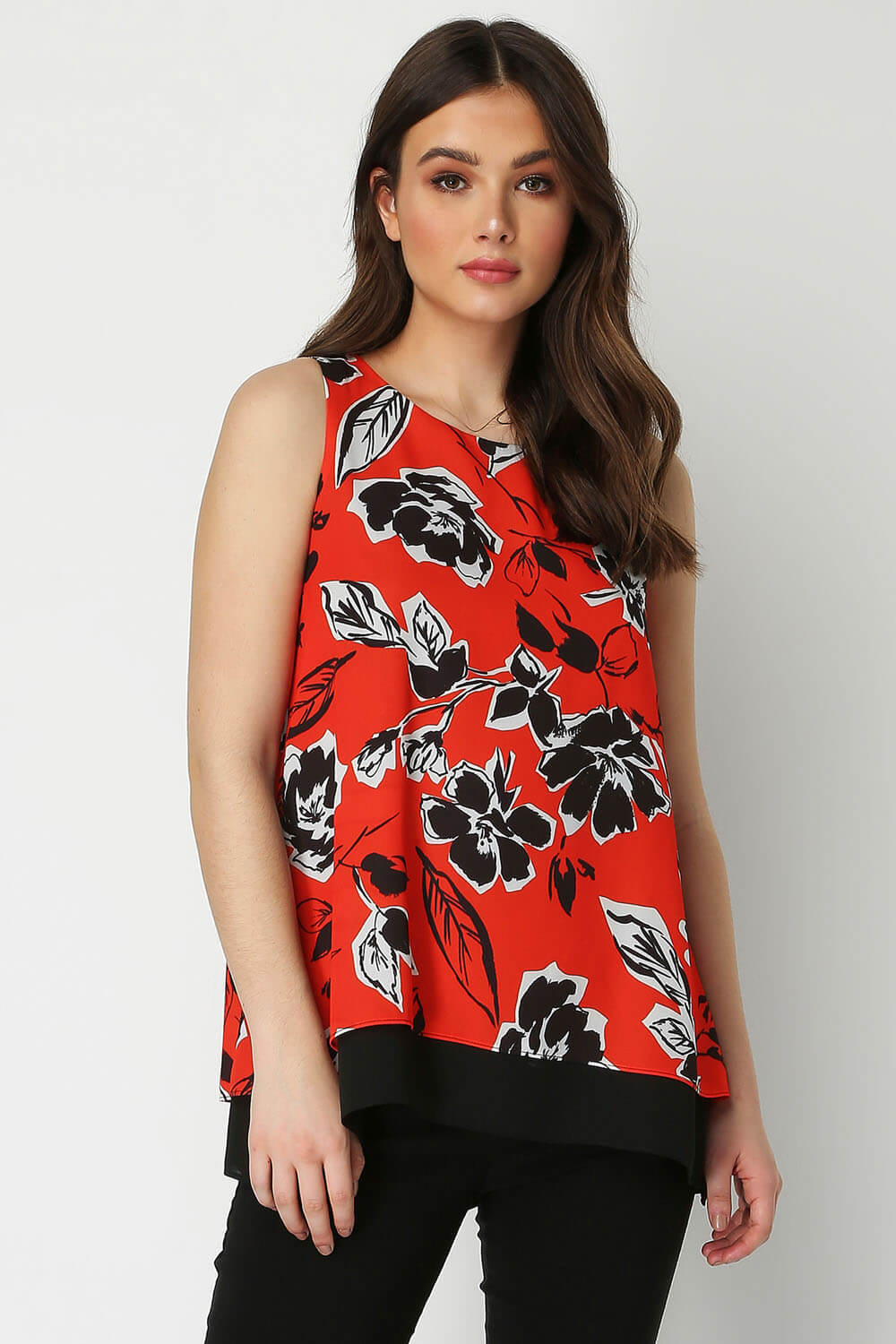 Sleeveless Floral Contrast Top
