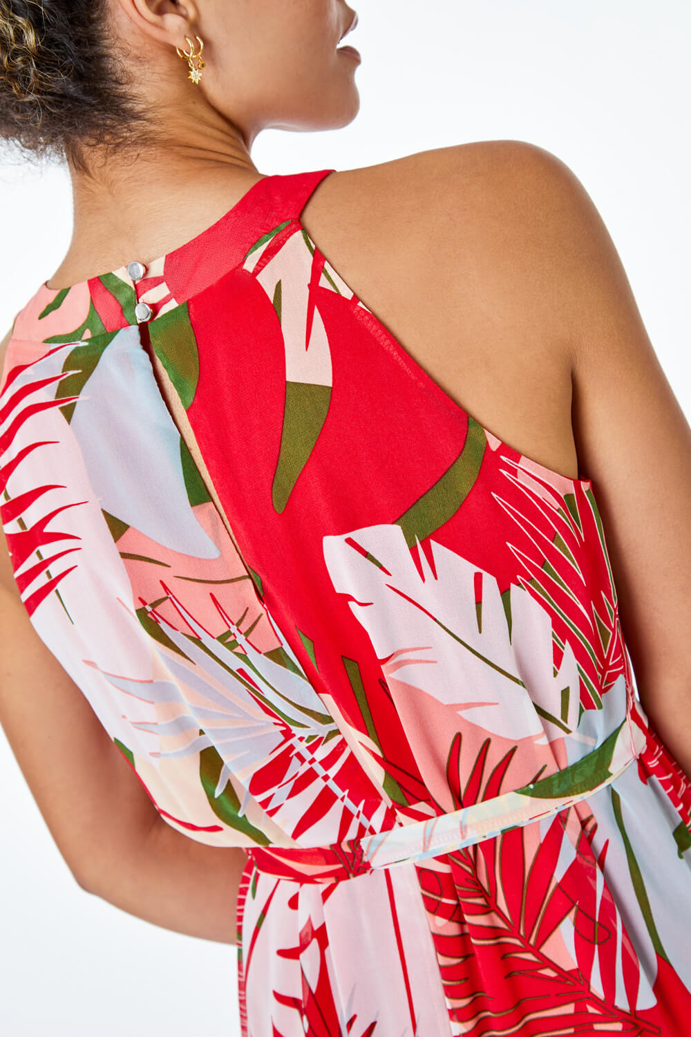 ORANGE Petite Tropical Print Tiered Dress, Image 5 of 5