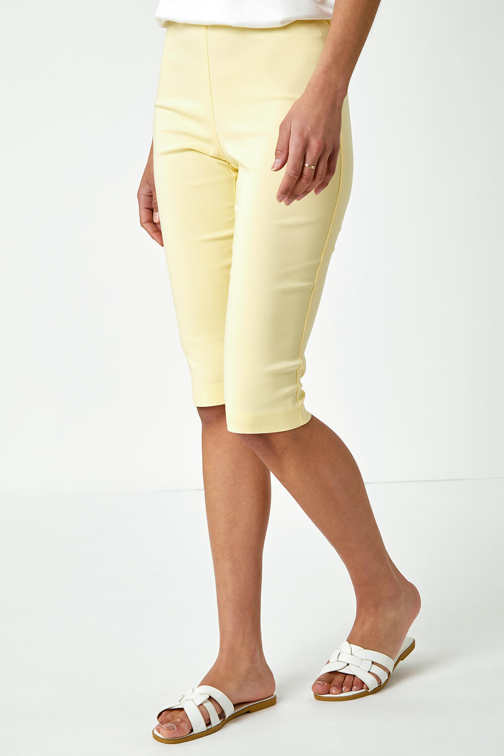 Lemon  Knee Length Stretch Shorts, Image 4 of 6