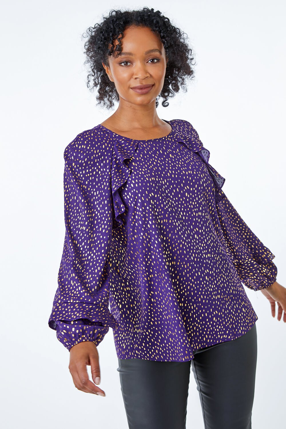 Purple polka best sale dot top