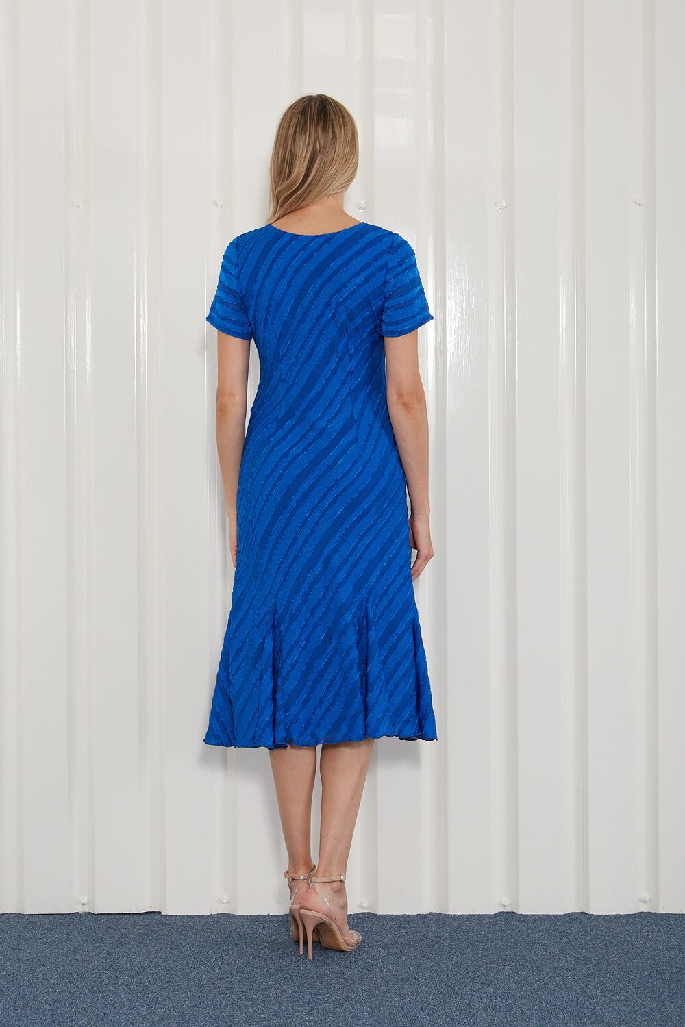 Royal Blue Julianna Burnout Stripe Print Dress, Image 2 of 4