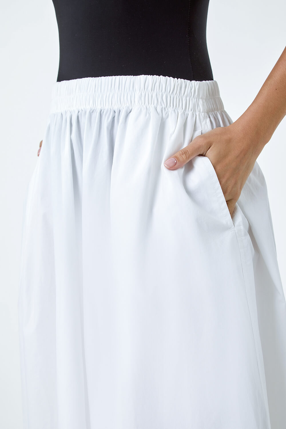 White Cotton Poplin Pocket Skirt, Image 5 of 5
