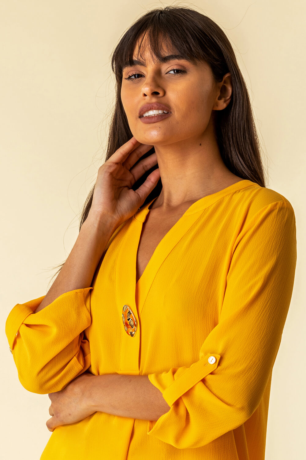 Amber Longline Button Detail Tunic Top, Image 4 of 4