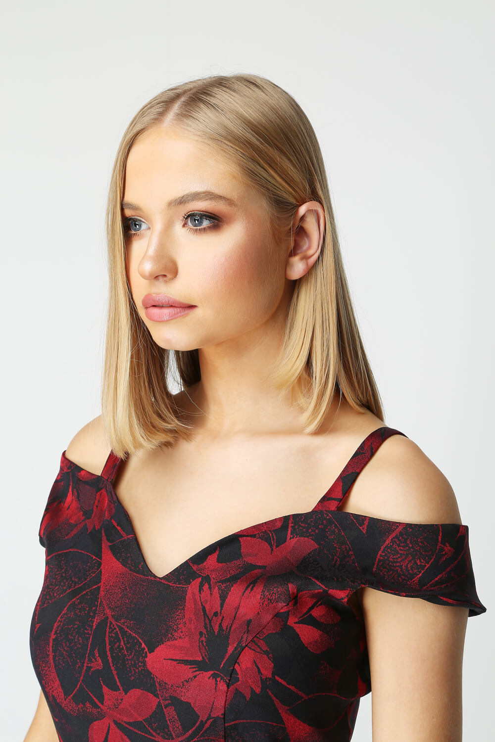 Black Floral Fit and Flare Dress, Image 3 of 4