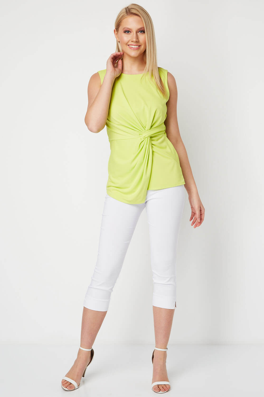 Lime Sleeveless Knot Front Top , Image 2 of 8