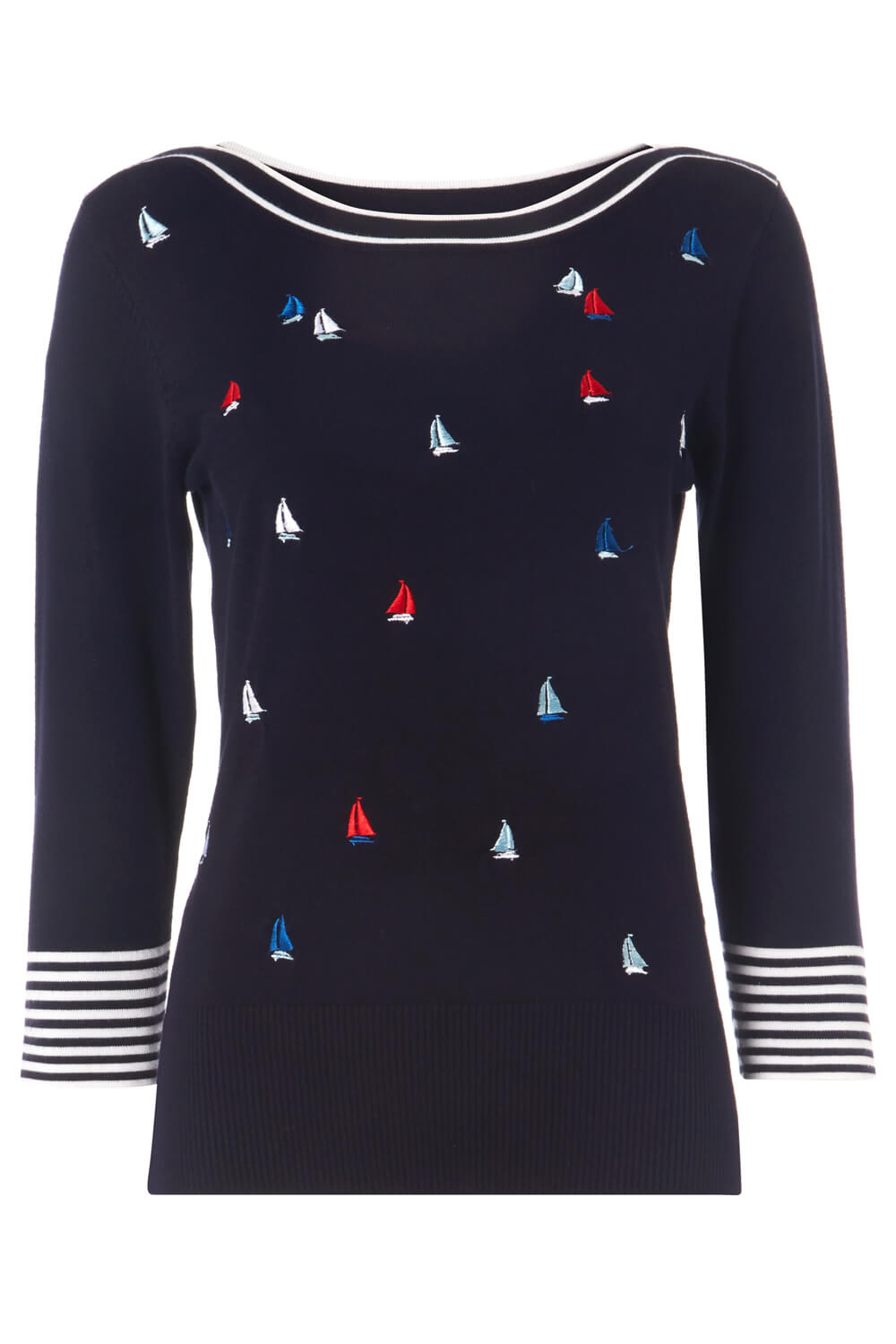 Navy  Boat Embroidered Jumper, Image 5 of 5