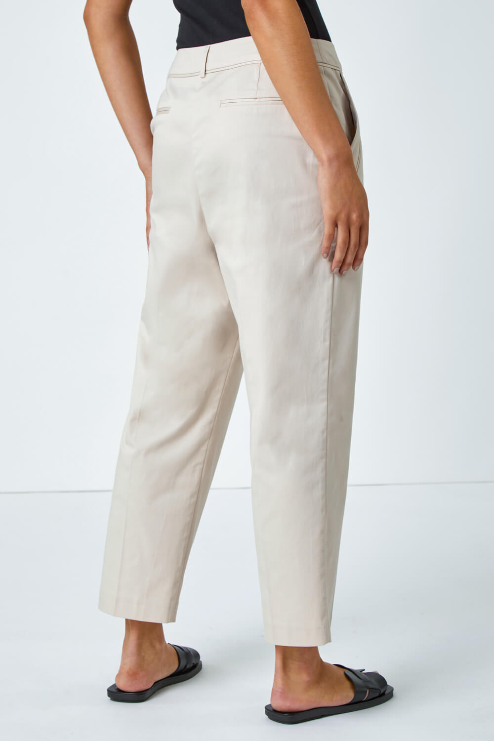Stone Petite Cotton Blend Stretch Trousers, Image 3 of 5