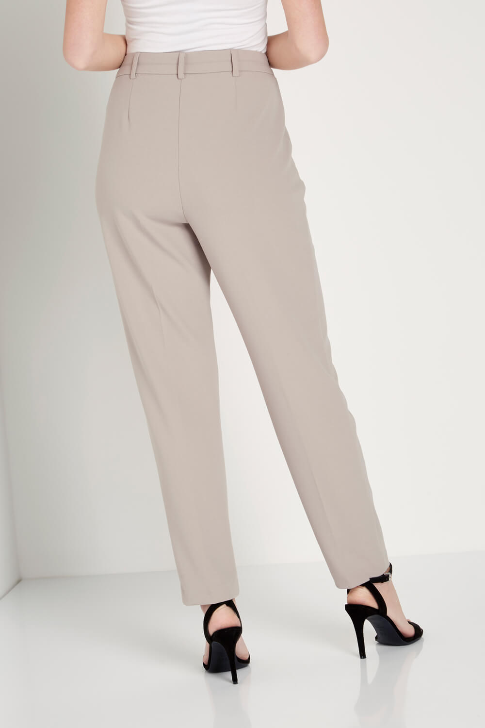 Taupe Tailored Pleated Trouser, Image 2 of 5