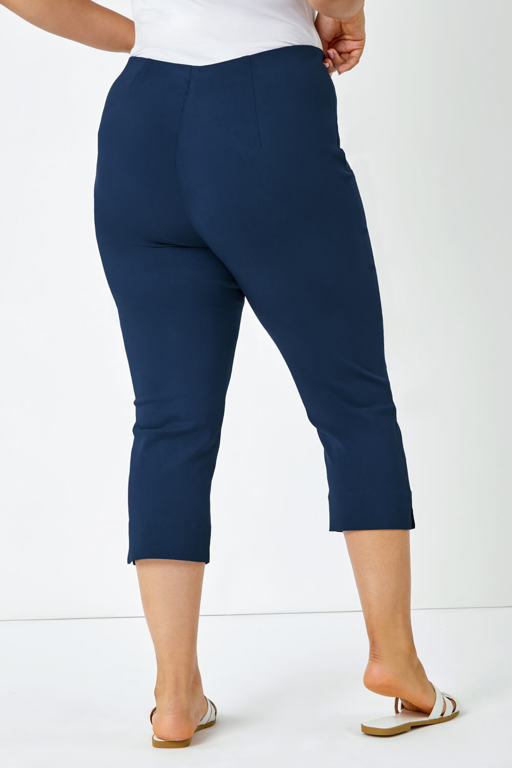 Midnight Blue Curve Cropped Stretch Trouser, Image 3 of 5