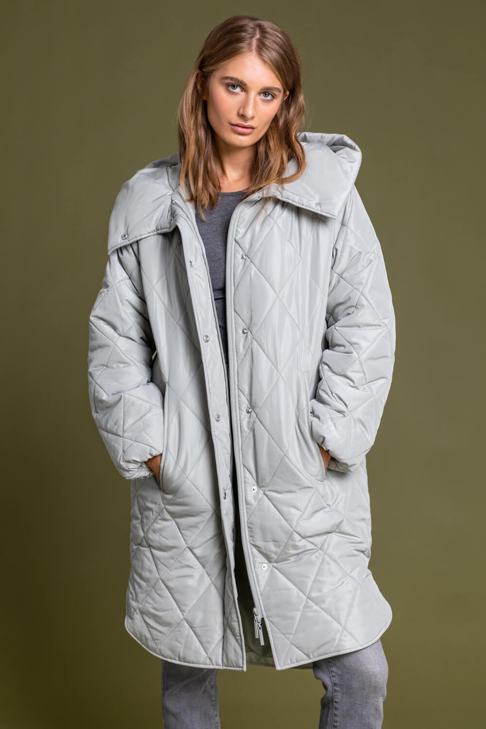 Hooded Longline Quilted Coat