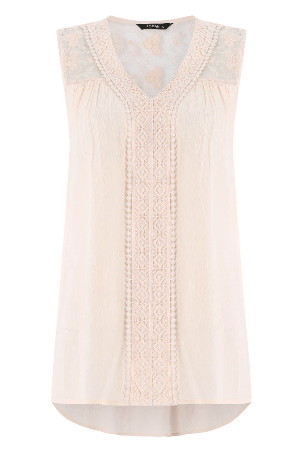 Light Pink Lace Insert Sleeveless Top , Image 4 of 4