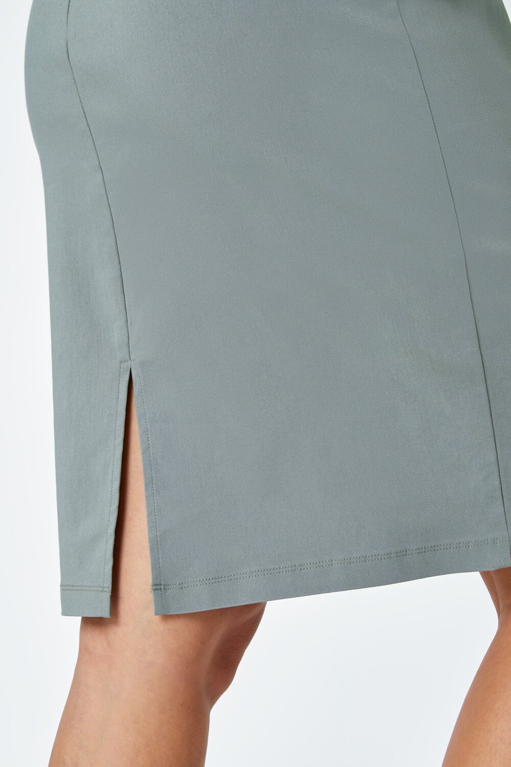 KHAKI Pull On Stretch Pencil Skirt, Image 5 of 5