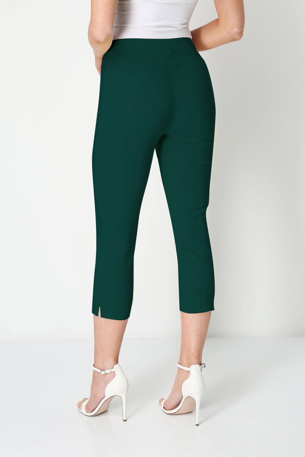 Dark Green Cropped Stretch Trouser, Image 2 of 6
