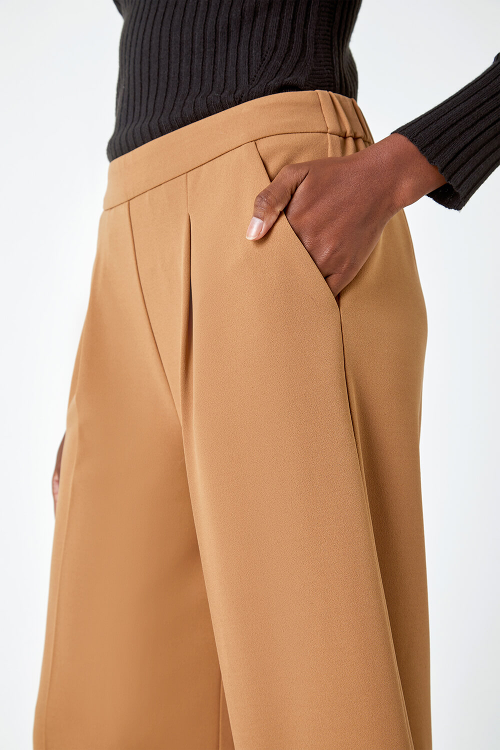 HIGH-WAIST CULOTTE TROUSERS - camel