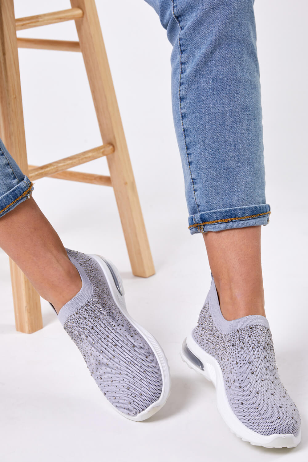diamante slip on trainers