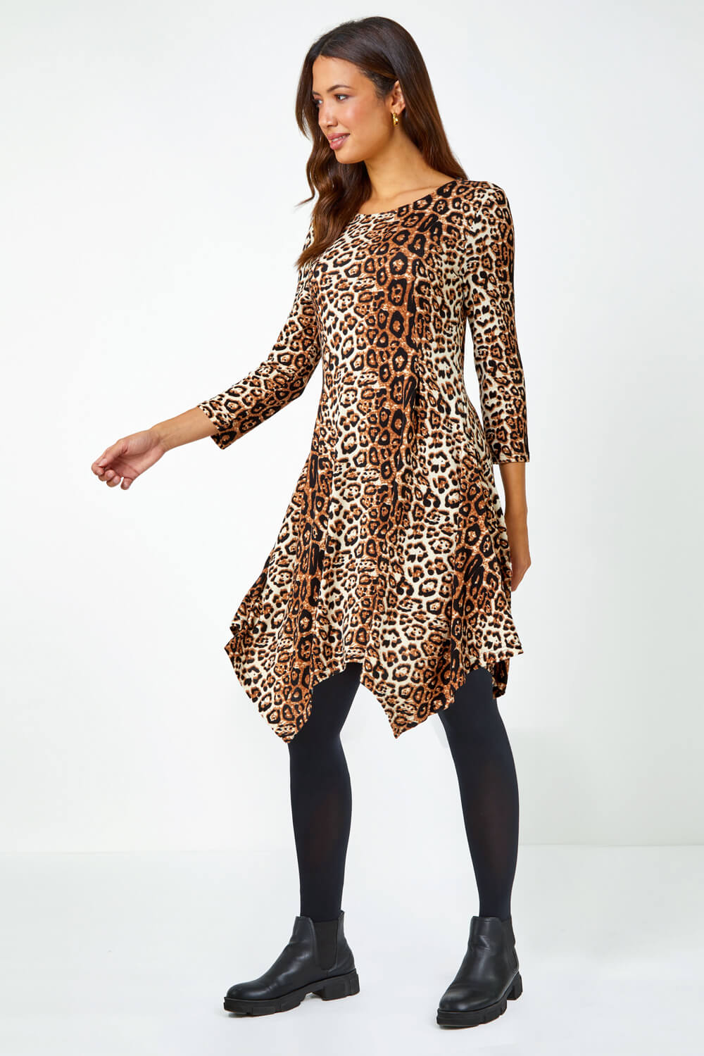 Leopard Print Swing Stretch Dress