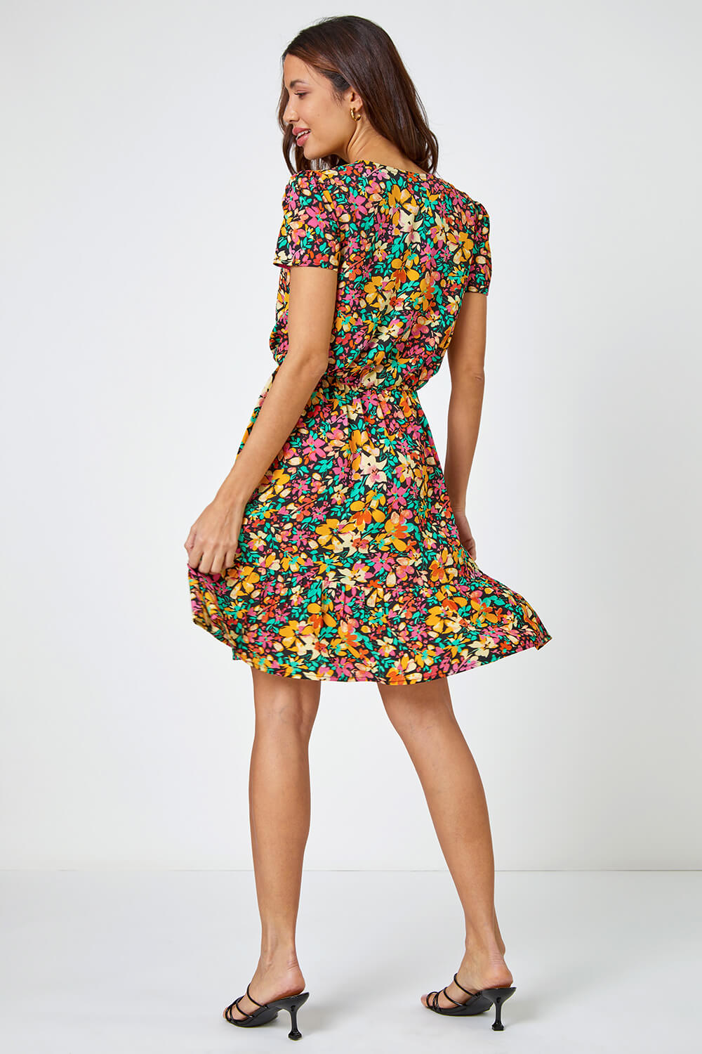 Amber Ditsy Floral Print Skater Dress, Image 3 of 5