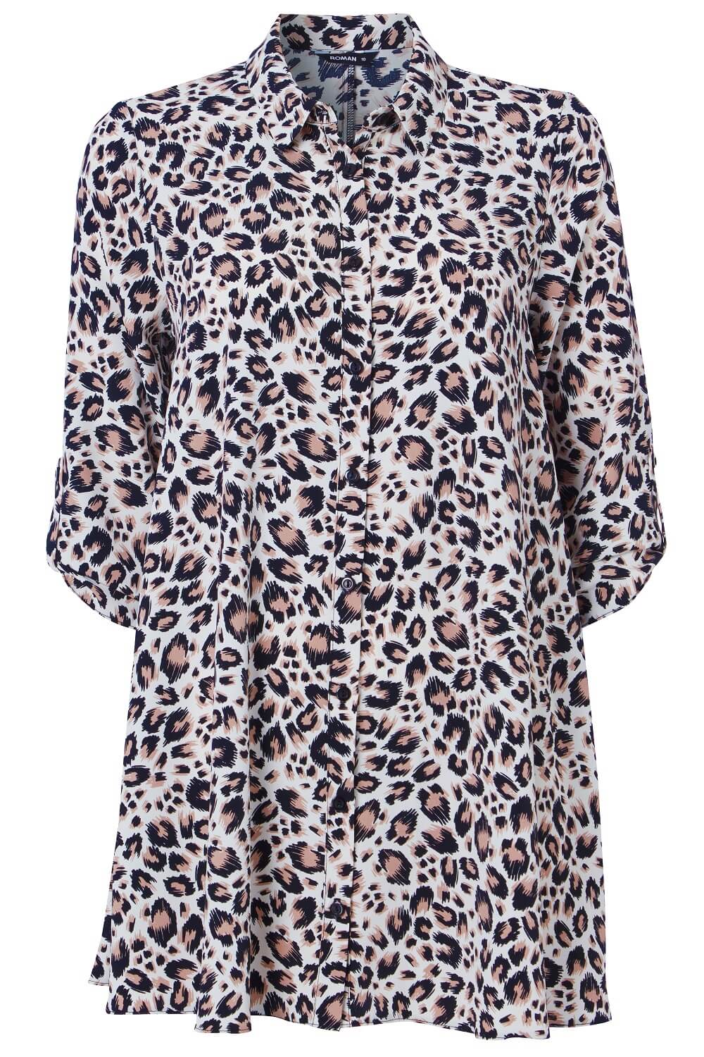 Brown Leopard Print Tunic Blouse, Image 4 of 8